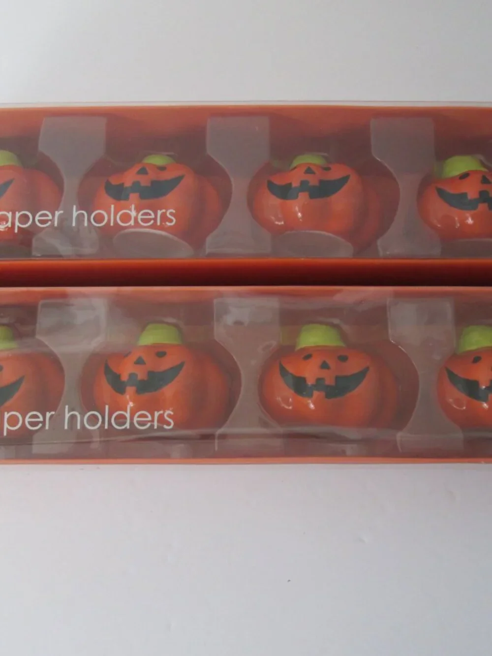 Tag Halloween Ceramic Pumpkin Jack O Lantern Taper Candle Holders 2-4 Packs NEW